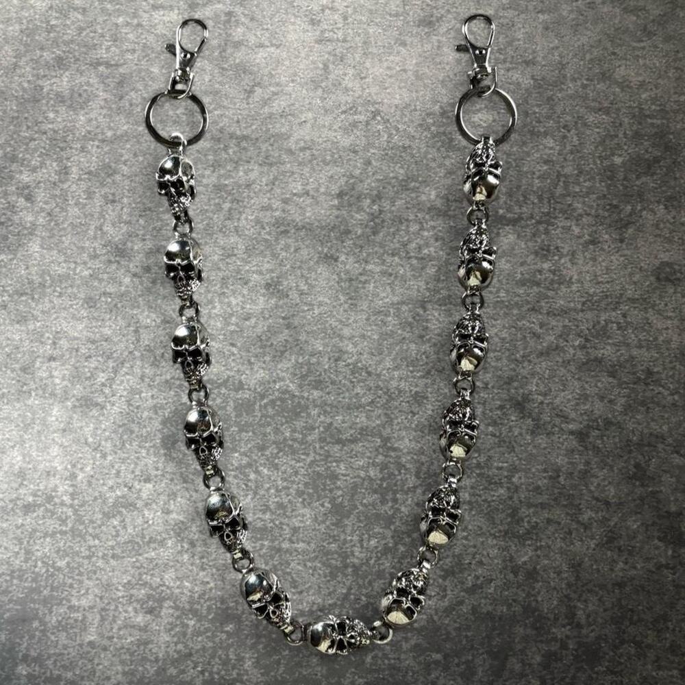 Silver Skull Wallet Chain Gothic Biker Punk Jeans Pants Chain Y2K Goth Metal